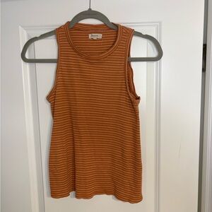 Madewell Women's Orange Striped Circuit Ribbed Clare Tank Top Sz S